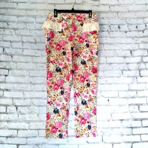 JaJa & Co Womens Pants Large Floral Ruffle Rodeo Western Boho
